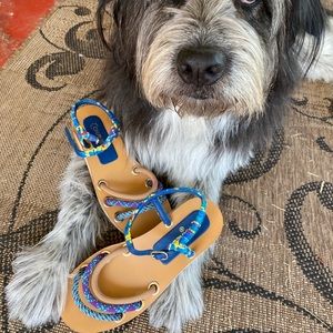 CHANEL 2017 Cork Tweed rope slingback sandals